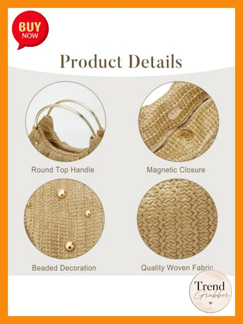 Straw Woven Beaded Evening Clutch Handbag Wedding Tote